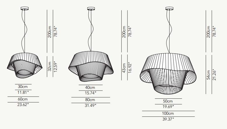 BRL200001 Shiwa Cotton Lamp Dimension
